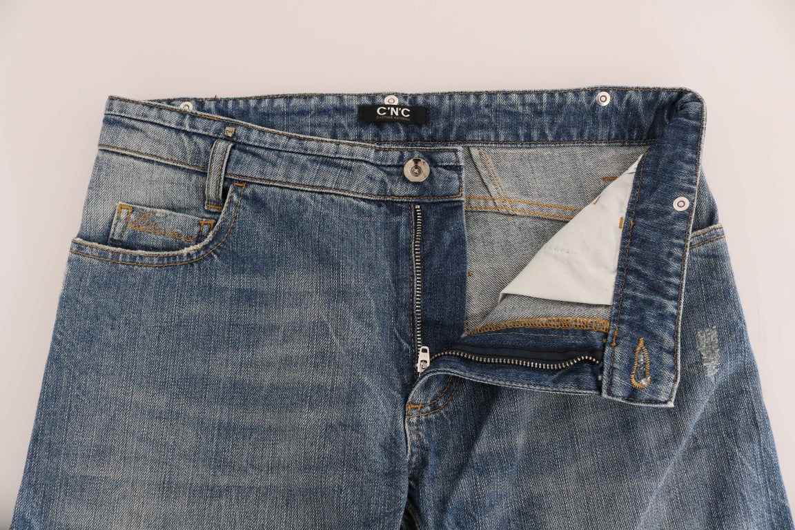 Schicke blaue Slim Fit Designer Jeans