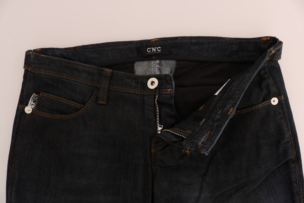 Svelte Dunkelblaue Slim Fit Jeans