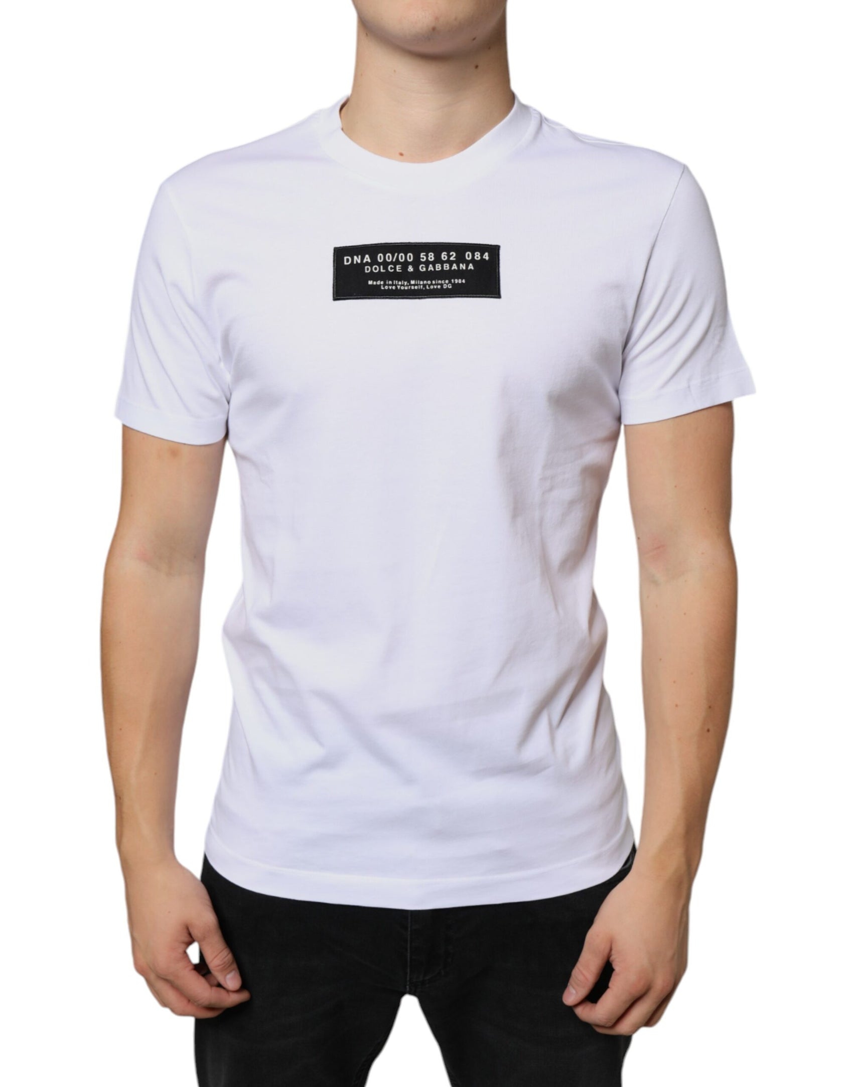 Weißes lässiges T-Shirt aus Baumwolle mit DG-Applikation