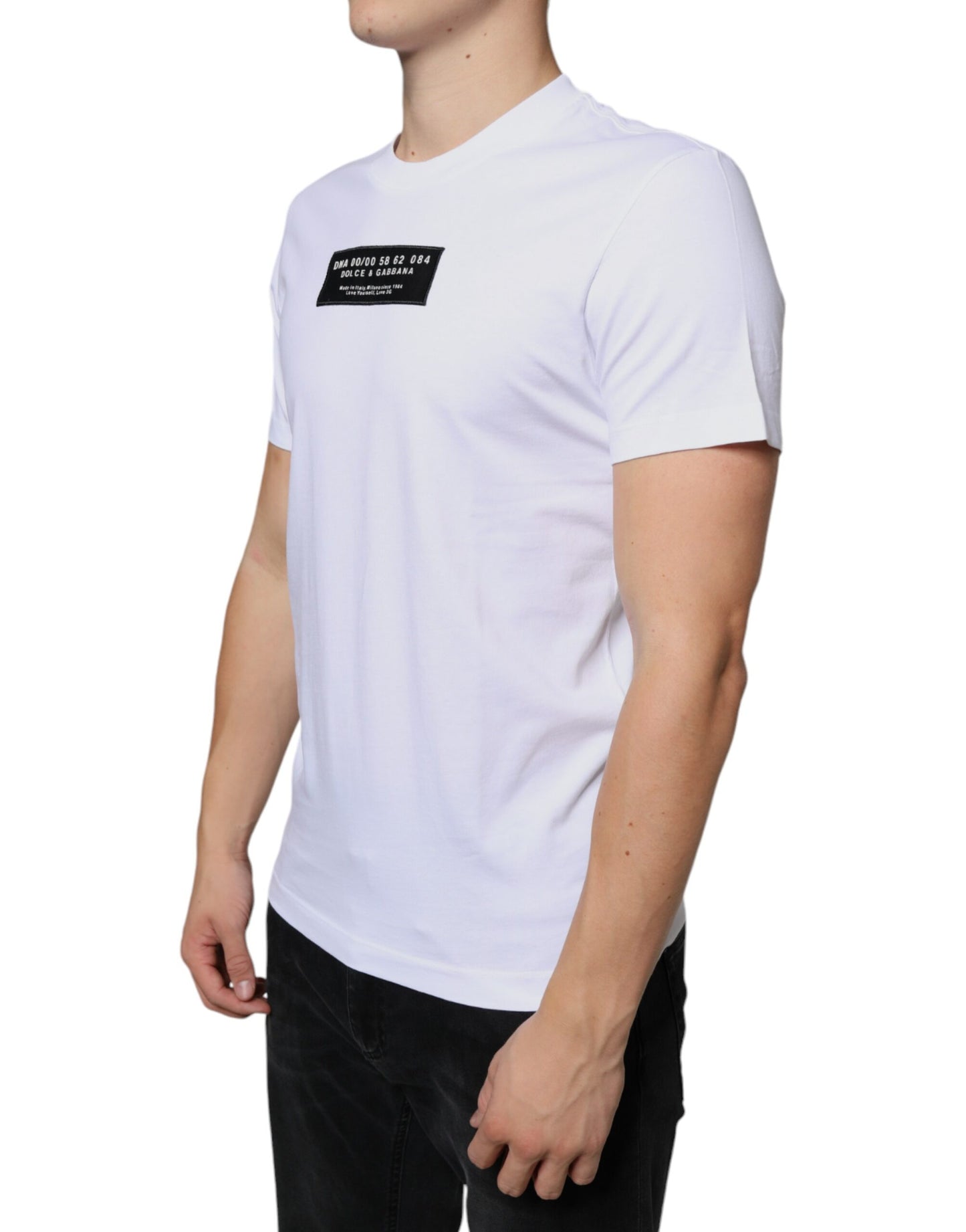 Weißes lässiges T-Shirt aus Baumwolle mit DG-Applikation