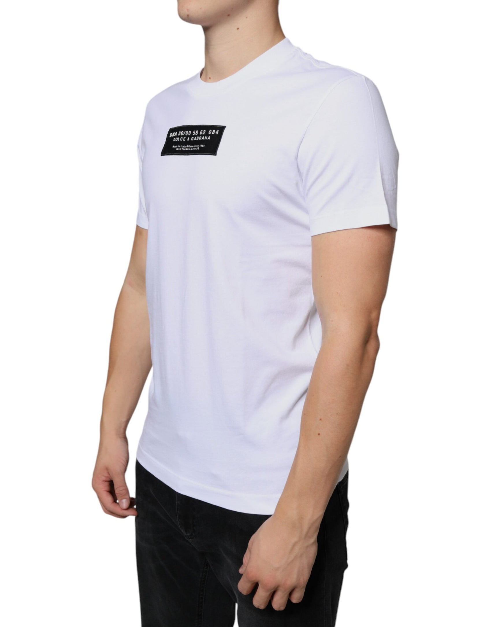 Weißes lässiges T-Shirt aus Baumwolle mit DG-Applikation