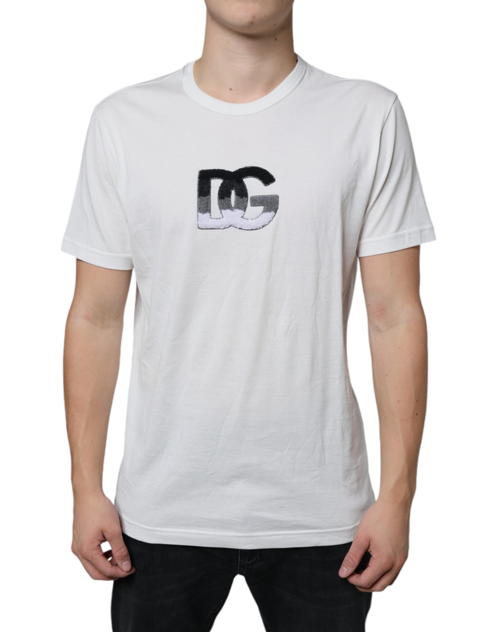 Weißes T-Shirt aus Baumwolle mit DG-Logo-Print