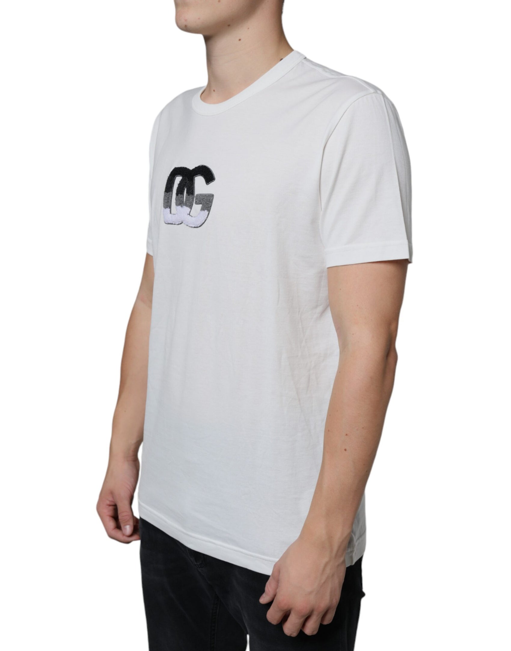 Weißes T-Shirt aus Baumwolle mit DG-Logo-Print
