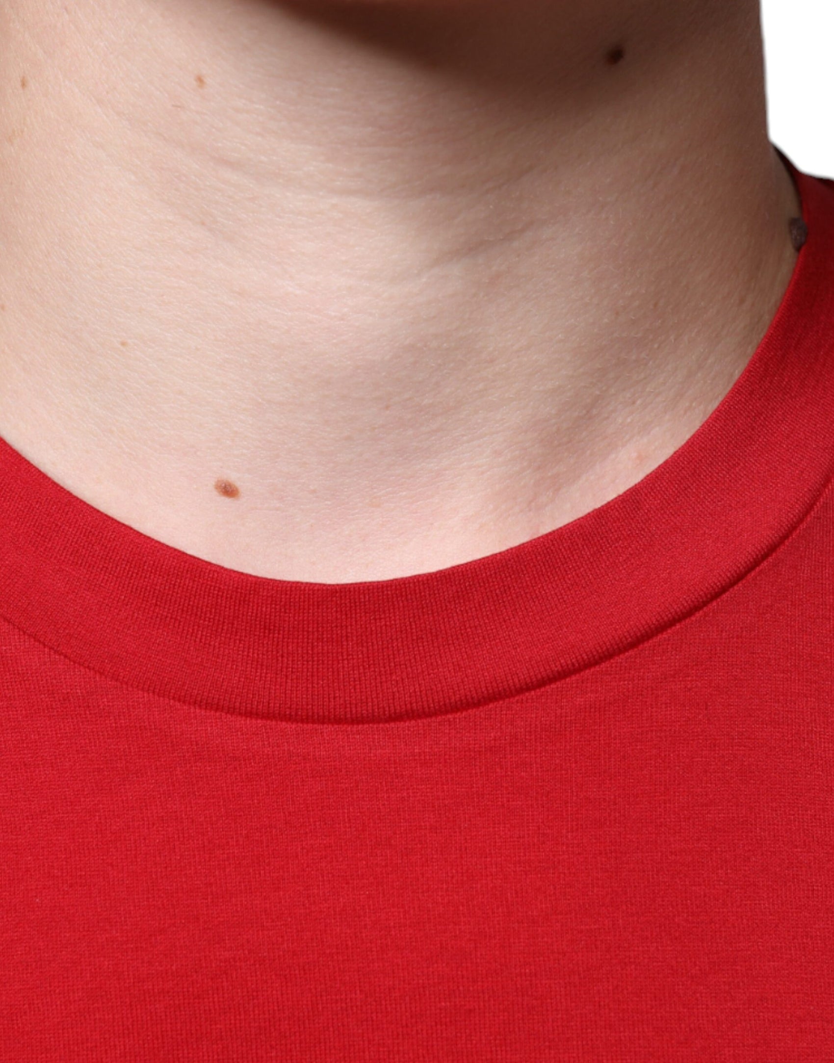 Rotes Baumwoll-T-Shirt mit Rundhalsausschnitt und DG-Logo-Print