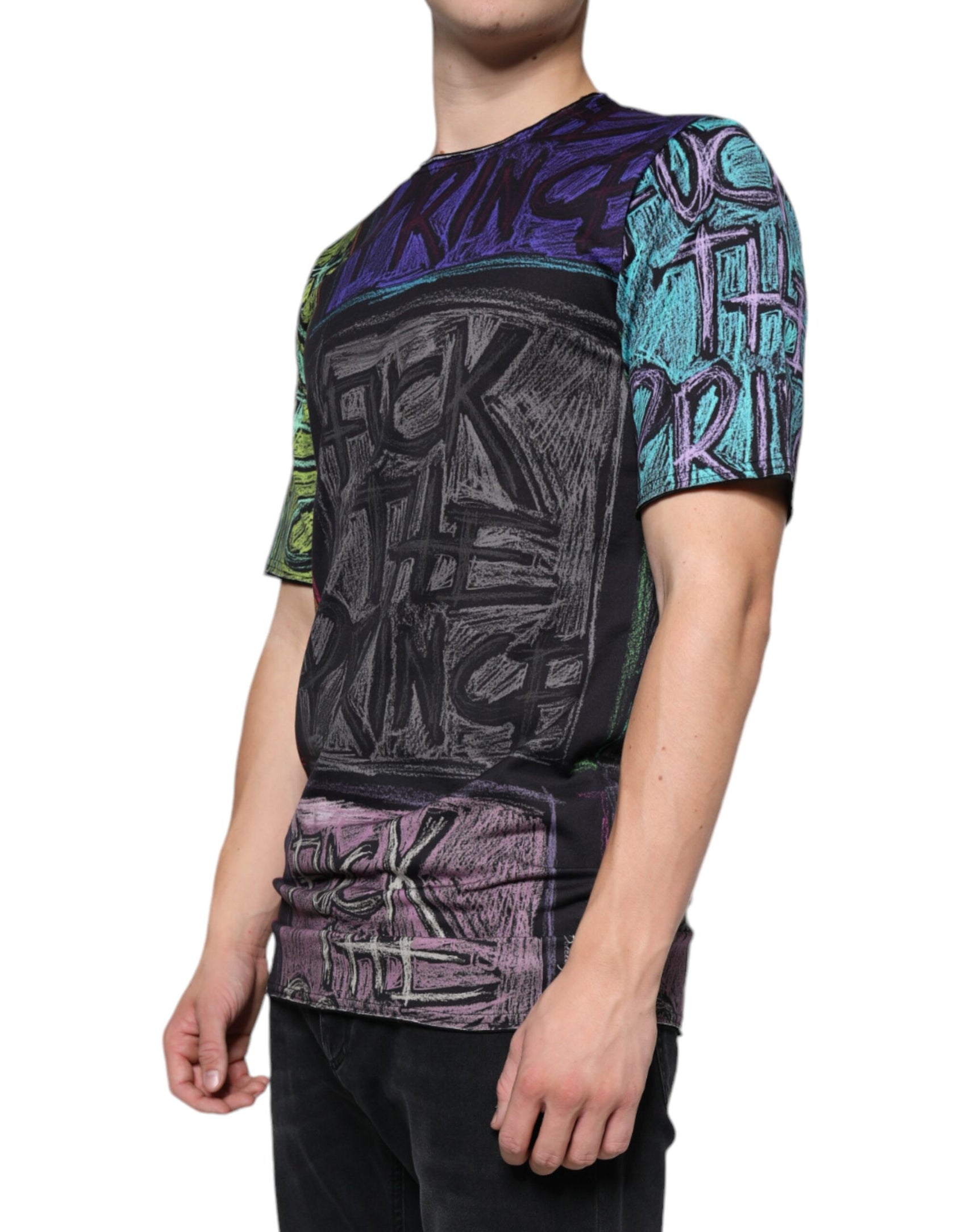 Mehrfarbiges Baumwoll-T-Shirt mit grafischem Print