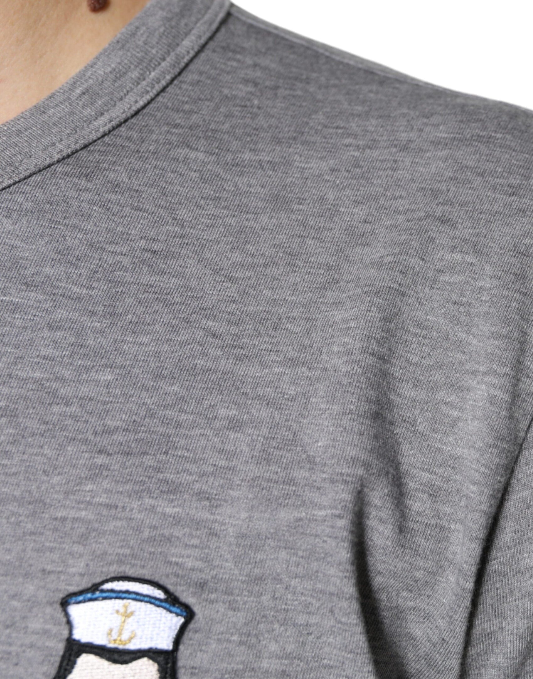 Graues Baumwoll-T-Shirt #DGFamily mit kurzen Ärmeln