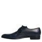 Navy Blue Leather Derby Dress Formal Shoes