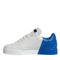 Weiß Blau Leder Logo Low Top Sneakers Schuhe