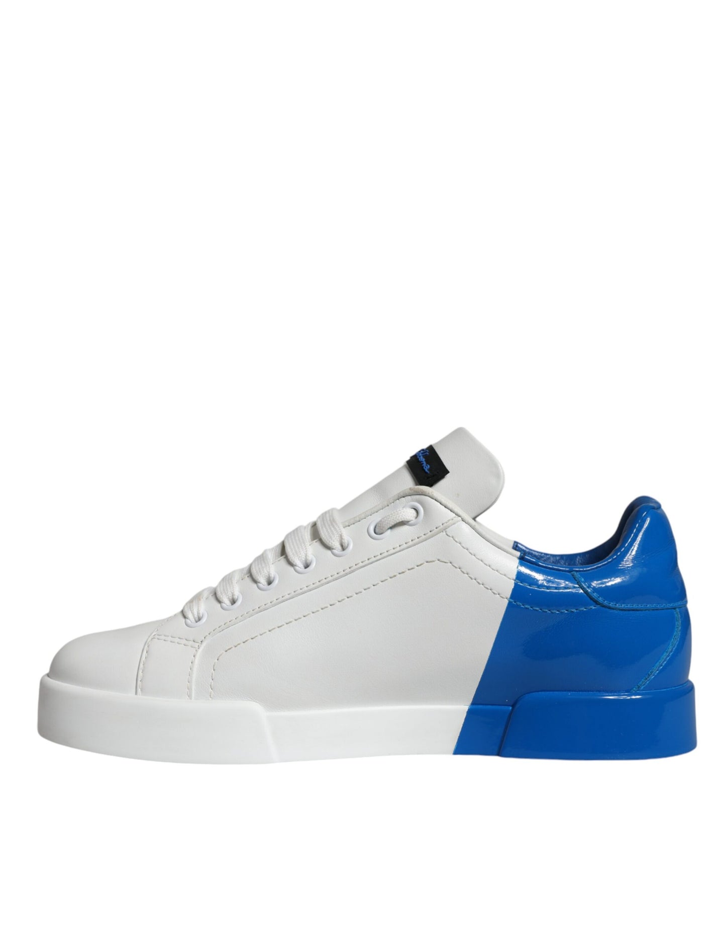 Weiß Blau Leder Logo Low Top Sneakers Schuhe