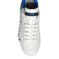 Scarpe da ginnastica basse con logo in pelle blu bianco