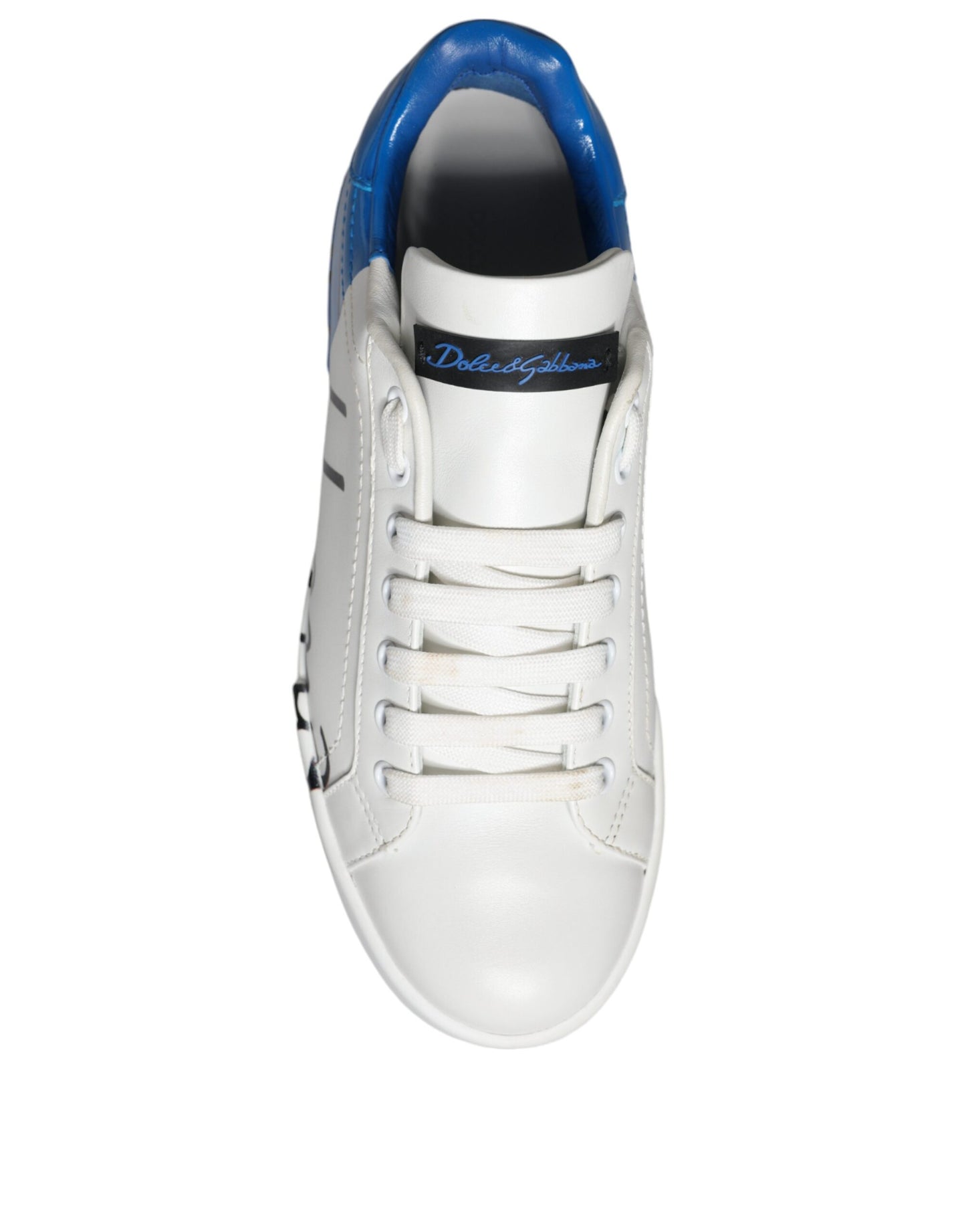 Scarpe da ginnastica basse con logo in pelle blu bianco