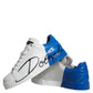 Weiß Blau Leder Logo Low Top Sneakers Schuhe