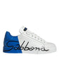 Scarpe da ginnastica basse con logo in pelle blu bianco