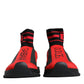 Red Black Fabric High Top Sorrento Sneakers Shoes