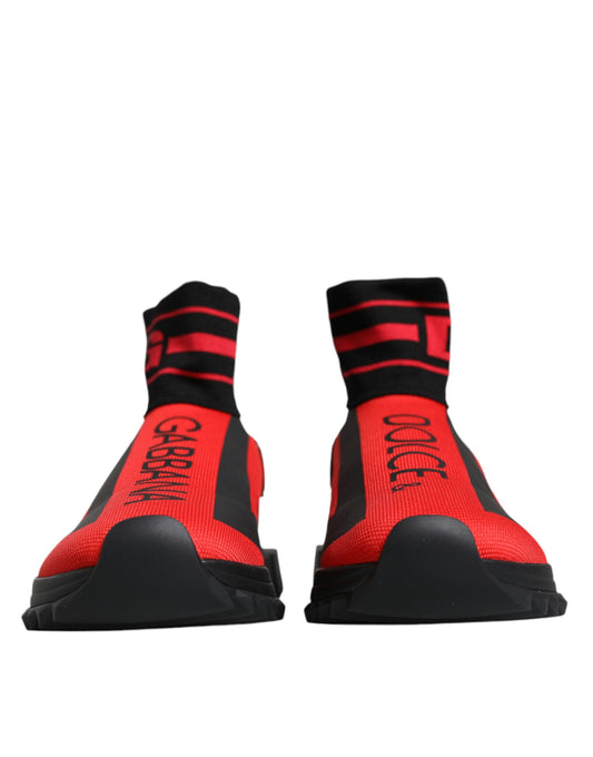 Rot Schwarz Stoff High Top Sorrento Sneakers Schuhe