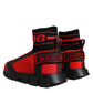 Rot Schwarz Stoff High Top Sorrento Sneakers Schuhe