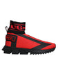 Red Black Fabric High Top Sorrento Sneakers Shoes