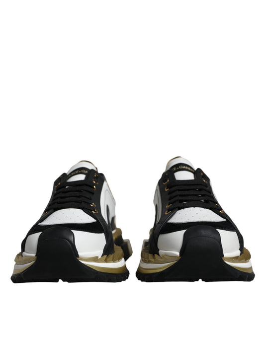 Weiß Gold Schwarz Leder SUPER KING Sneakers Schuhe