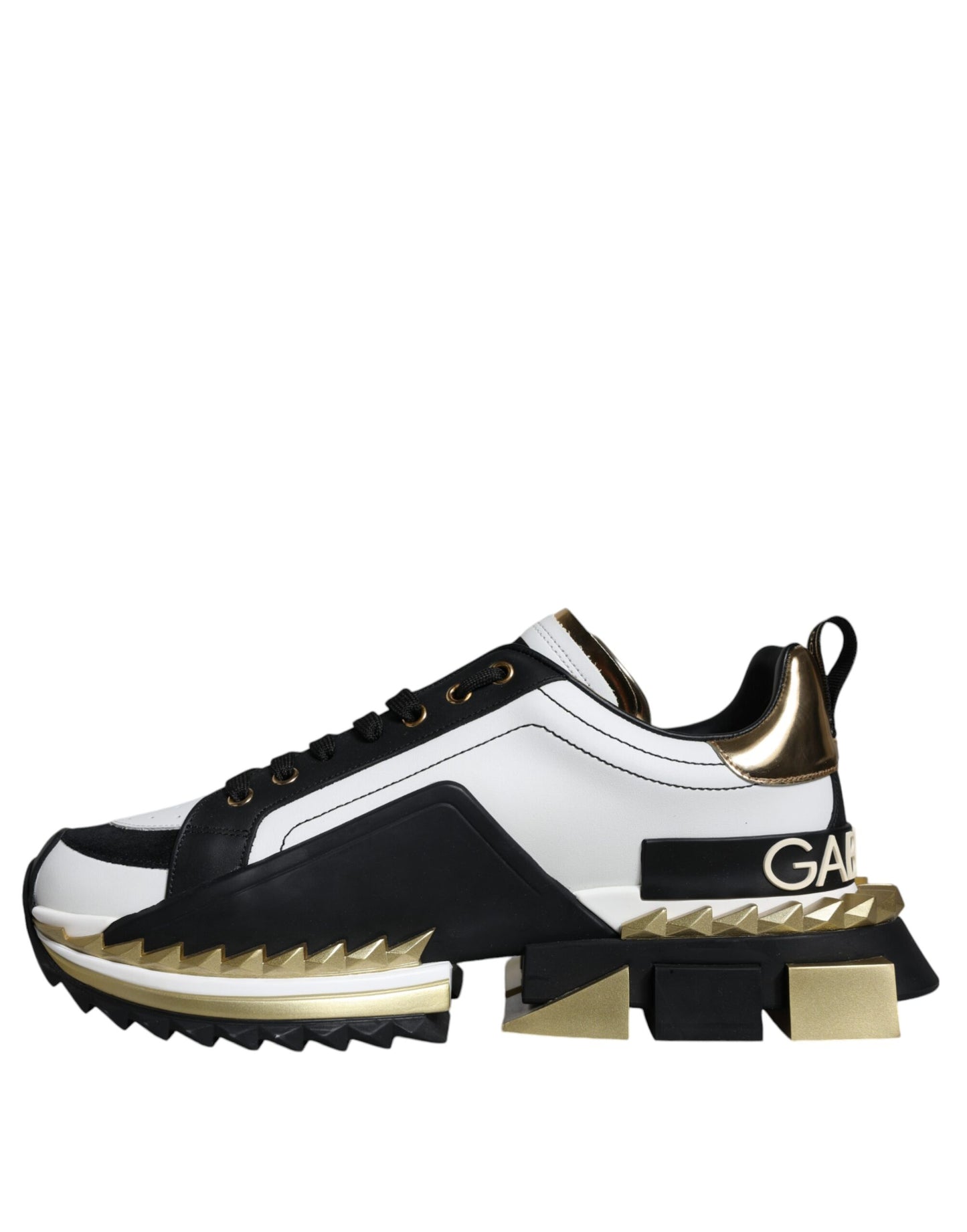 Scarpe da ginnastica SUPER KING in pelle nera e oro bianco