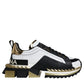 White Gold Black Leather SUPER KING Sneakers Shoes