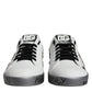 White Silver Crystal Logo Portofino Sneakers Shoes