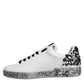 White Silver Crystal Logo Portofino Sneakers Shoes