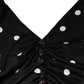 Dolce & Gabbana Black Silk Polka Dot Vneck Tassel Midi Dress