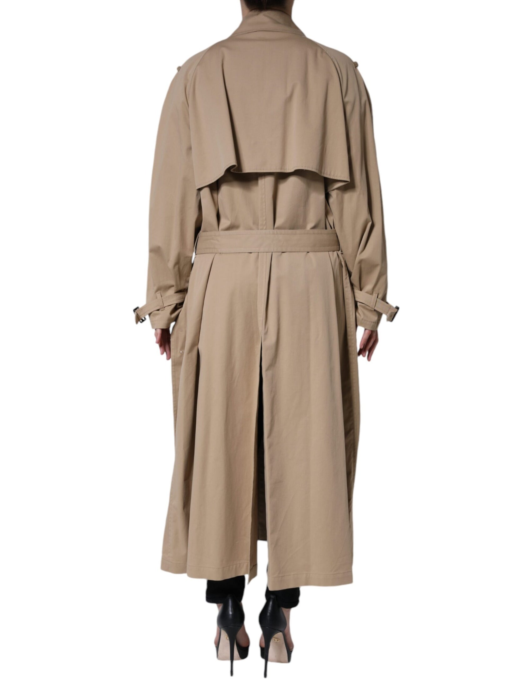 Giacca trench doppiopetto color cachi