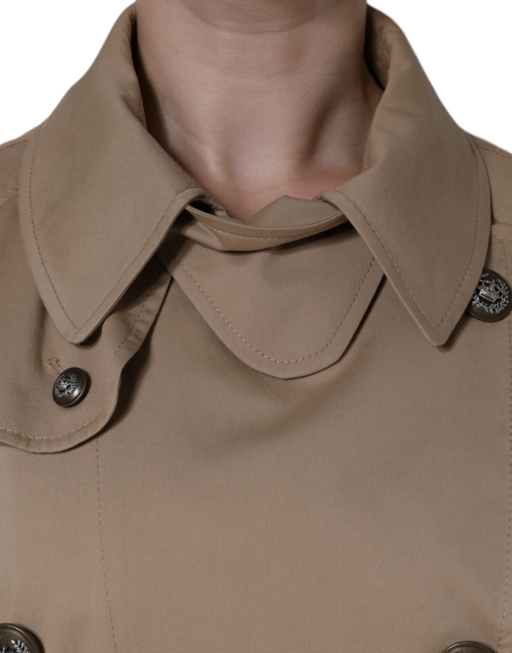 Giacca trench doppiopetto color cachi