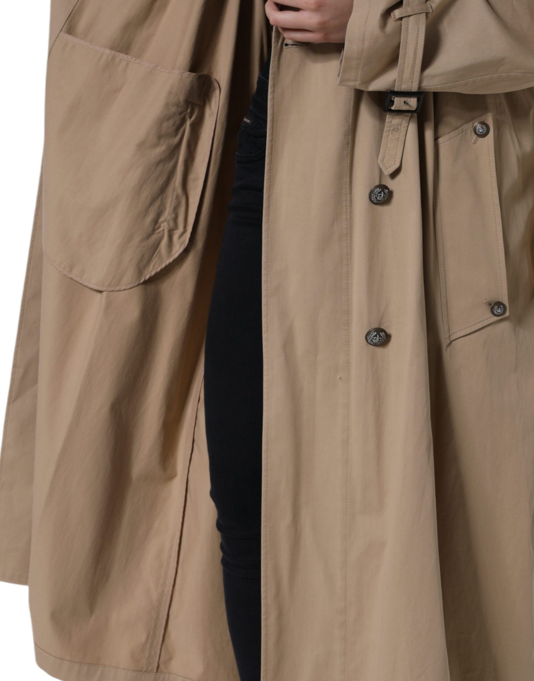 Giacca trench doppiopetto color cachi