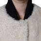 White WARRENFORD Shearling Leather Vest Coat Jacket