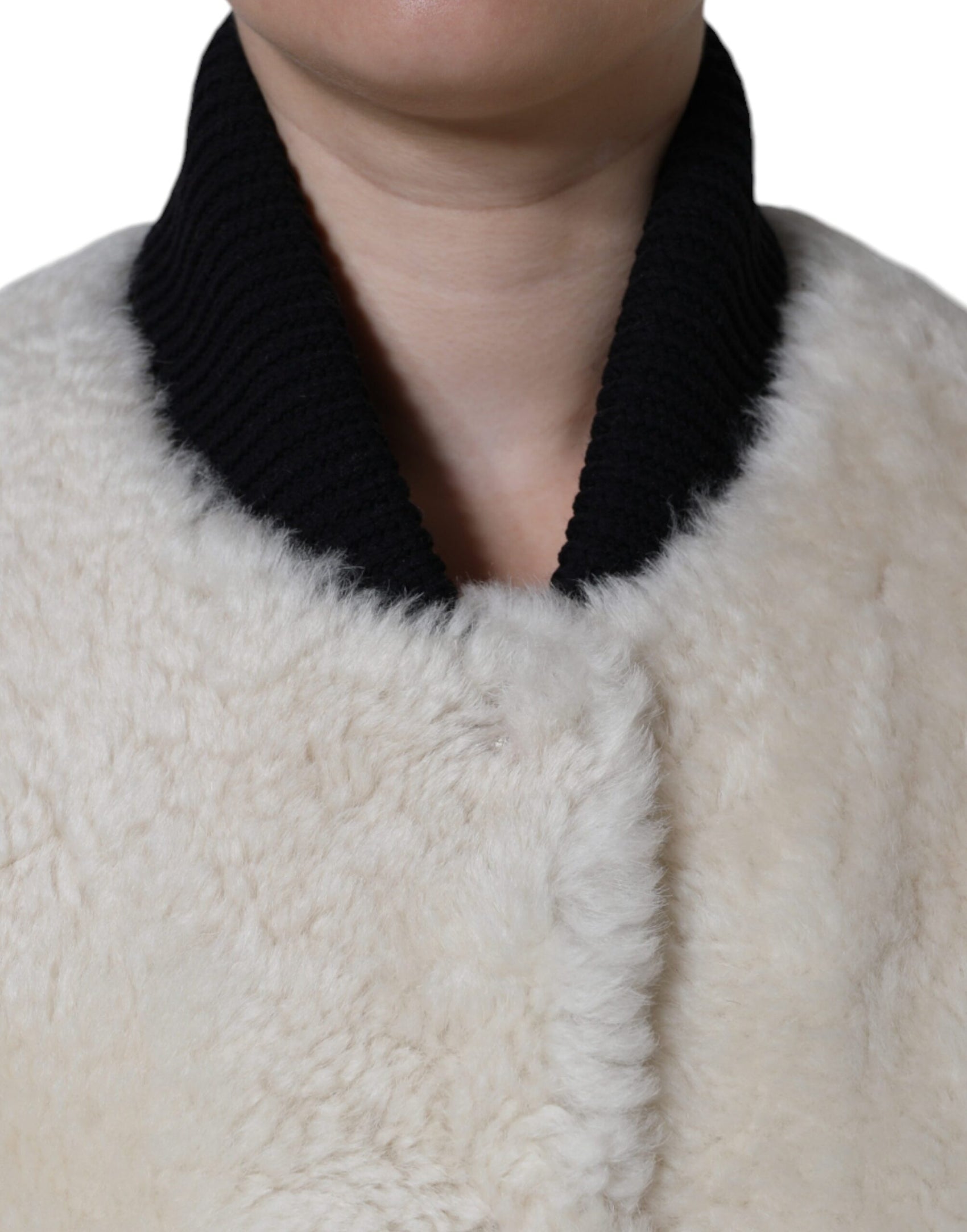 Weiße WARRENFORD Shearling Lederweste Manteljacke