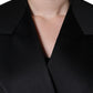 Black Polyester Double Breasted Coat Jacket