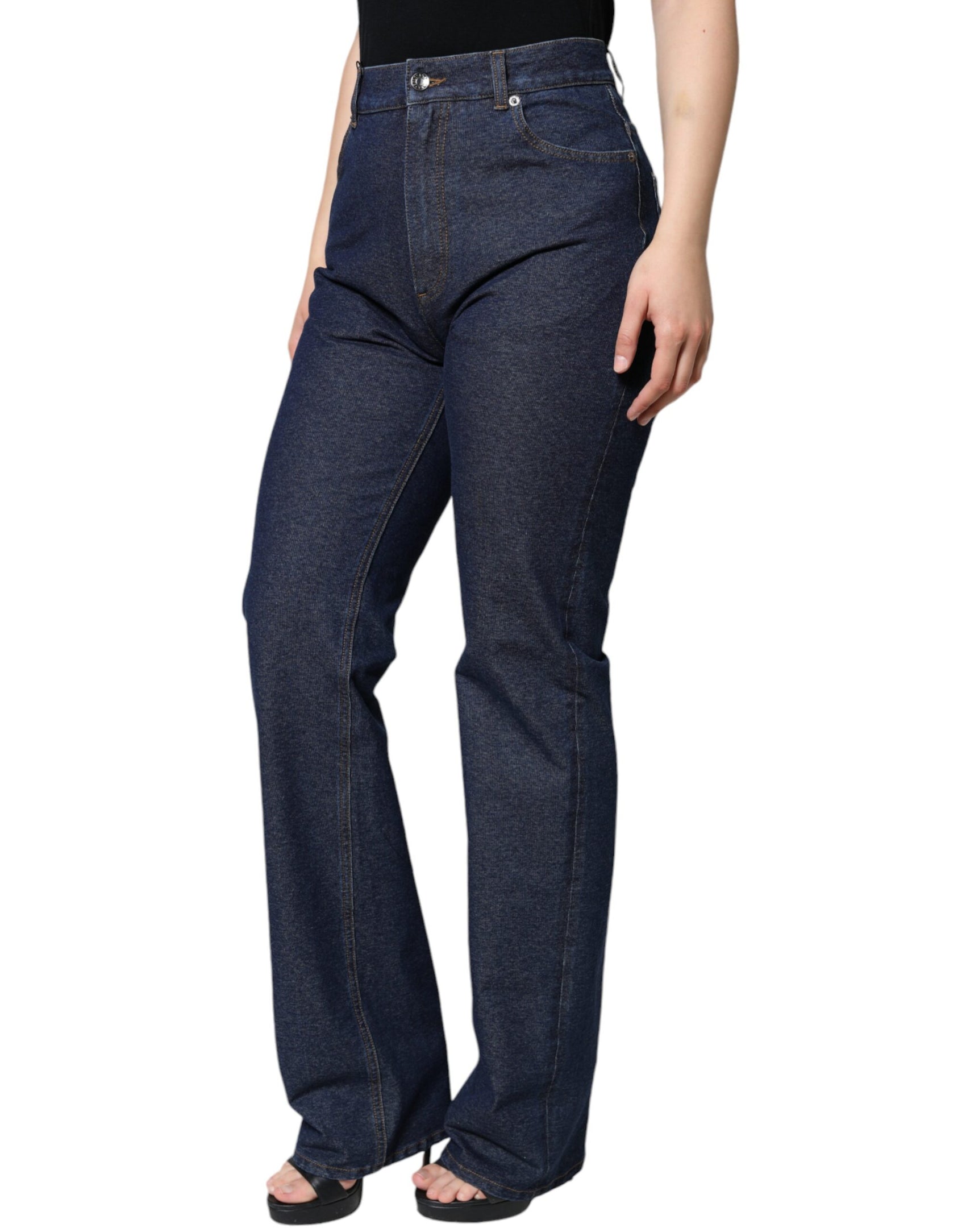 Dunkelblaue Straight-Denim-Jeans aus Baumwollstretch