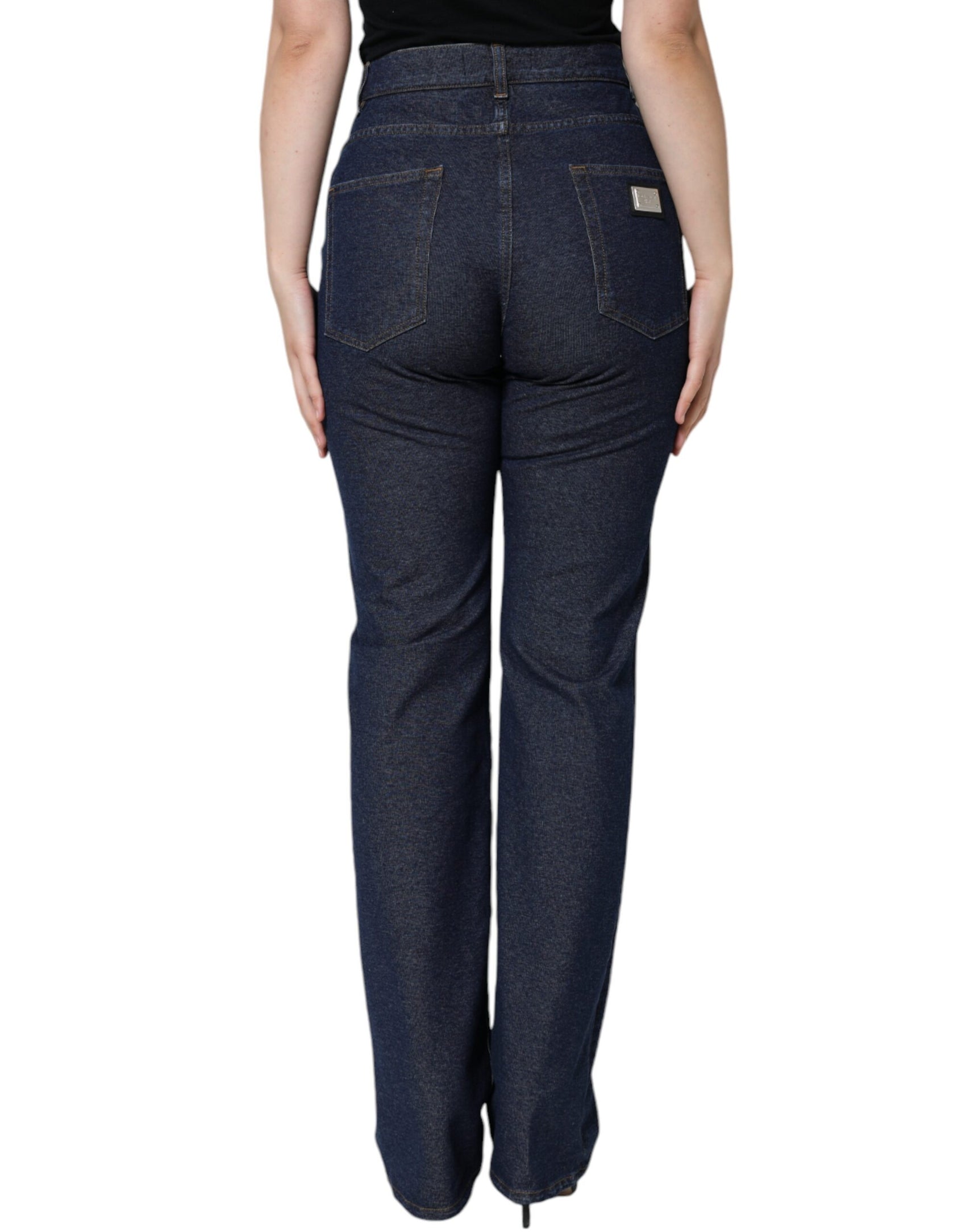 Dunkelblaue Straight-Denim-Jeans aus Baumwollstretch