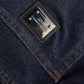 Jeans dritti in denim elasticizzato in cotone blu scuro