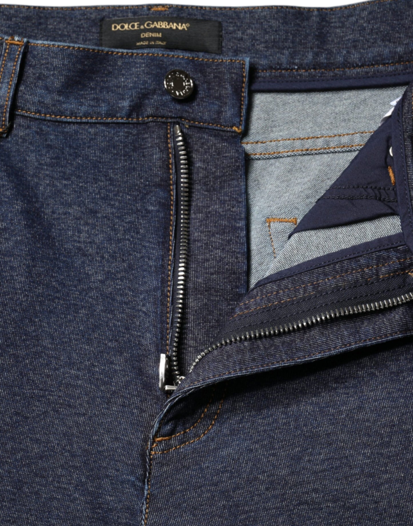 Jeans dritti in denim elasticizzato in cotone blu scuro