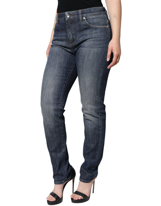 Jeans aderenti in cotone elasticizzato blu scuro