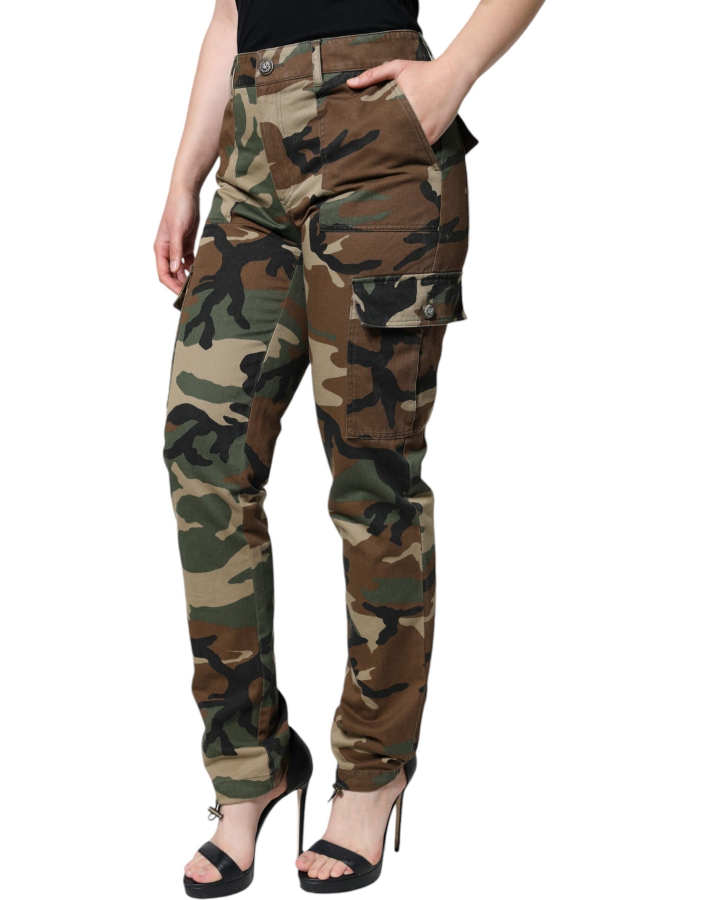 Pantaloni cargo mimetici multicolor
