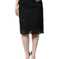 Black Floral Lace HighWaist Pencil Cut Skirt