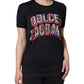 T-shirt girocollo con stampa logo in cotone nero