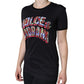 T-shirt girocollo con stampa logo in cotone nero