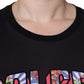 T-shirt girocollo con stampa logo in cotone nero