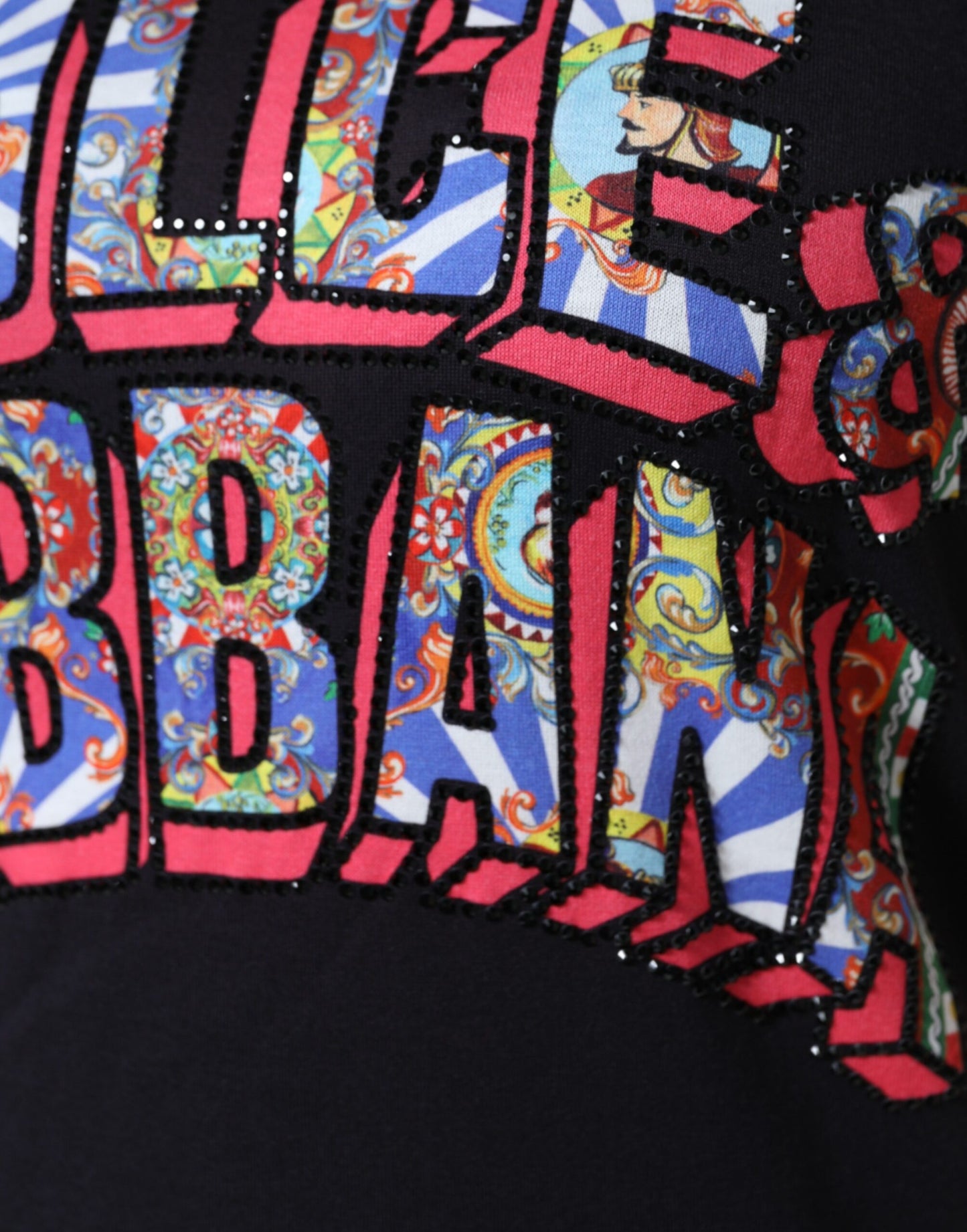 T-shirt girocollo con stampa logo in cotone nero