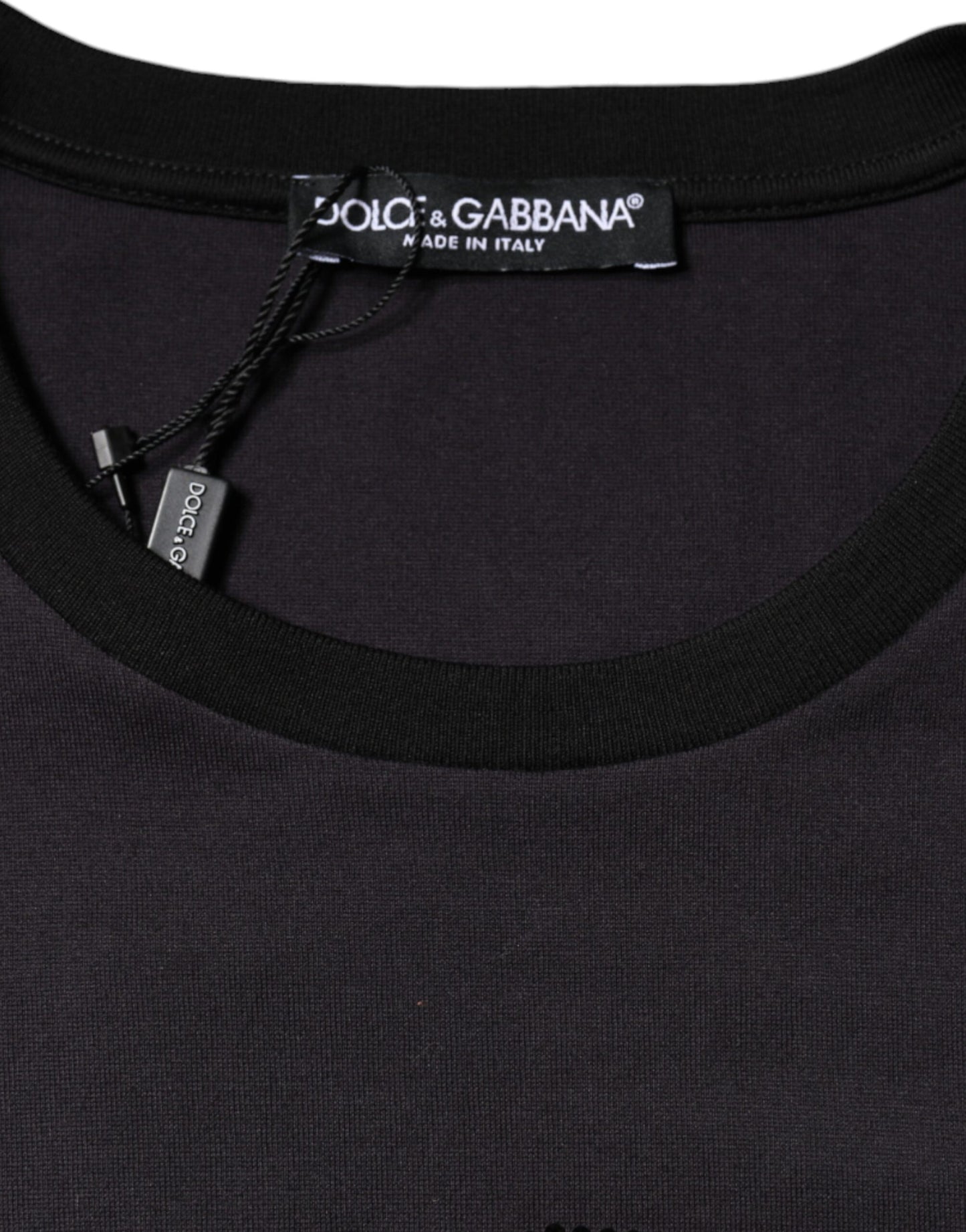 T-shirt girocollo con stampa logo in cotone nero