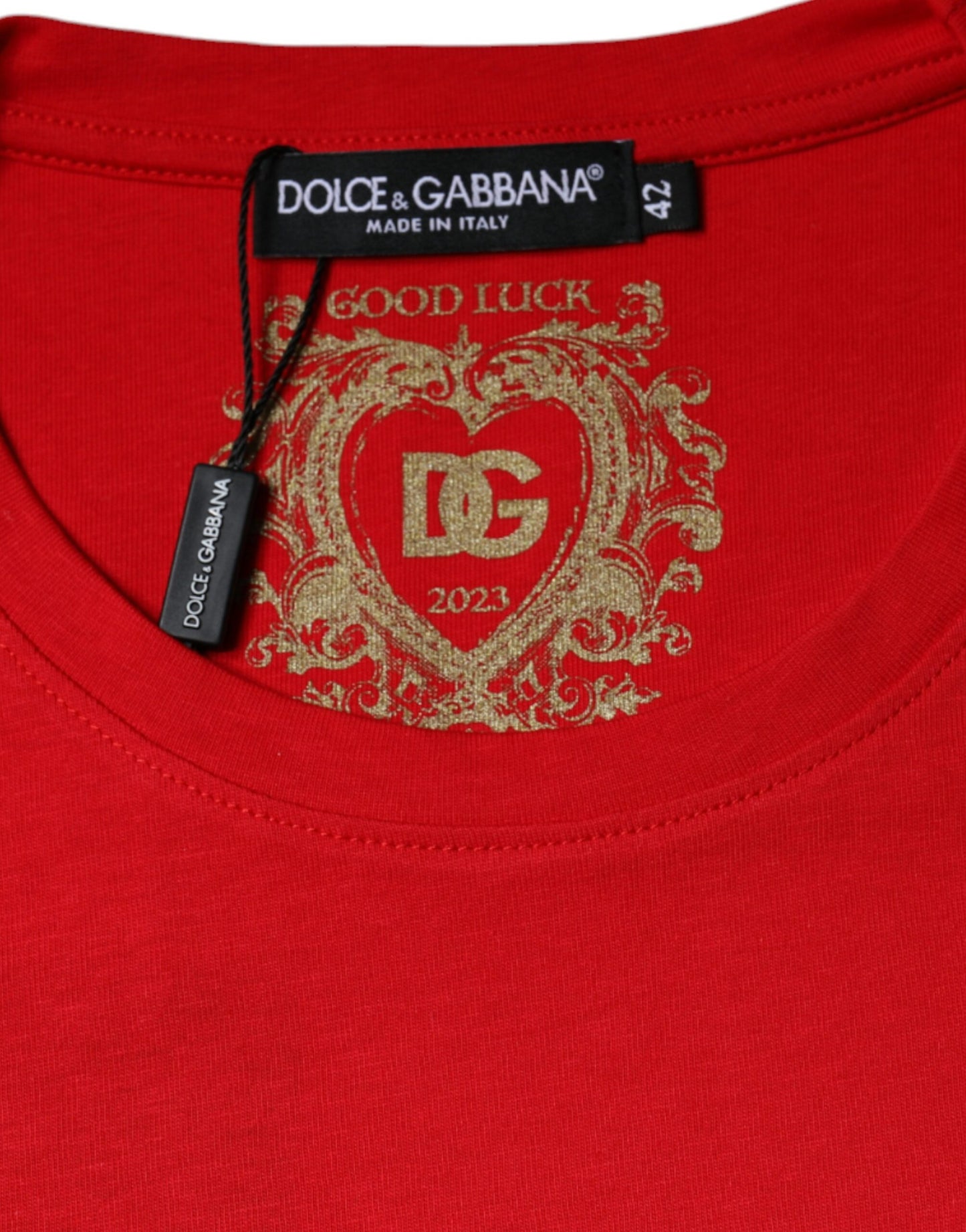 Maglietta a maniche corte con scollo rotondo in cotone rosso