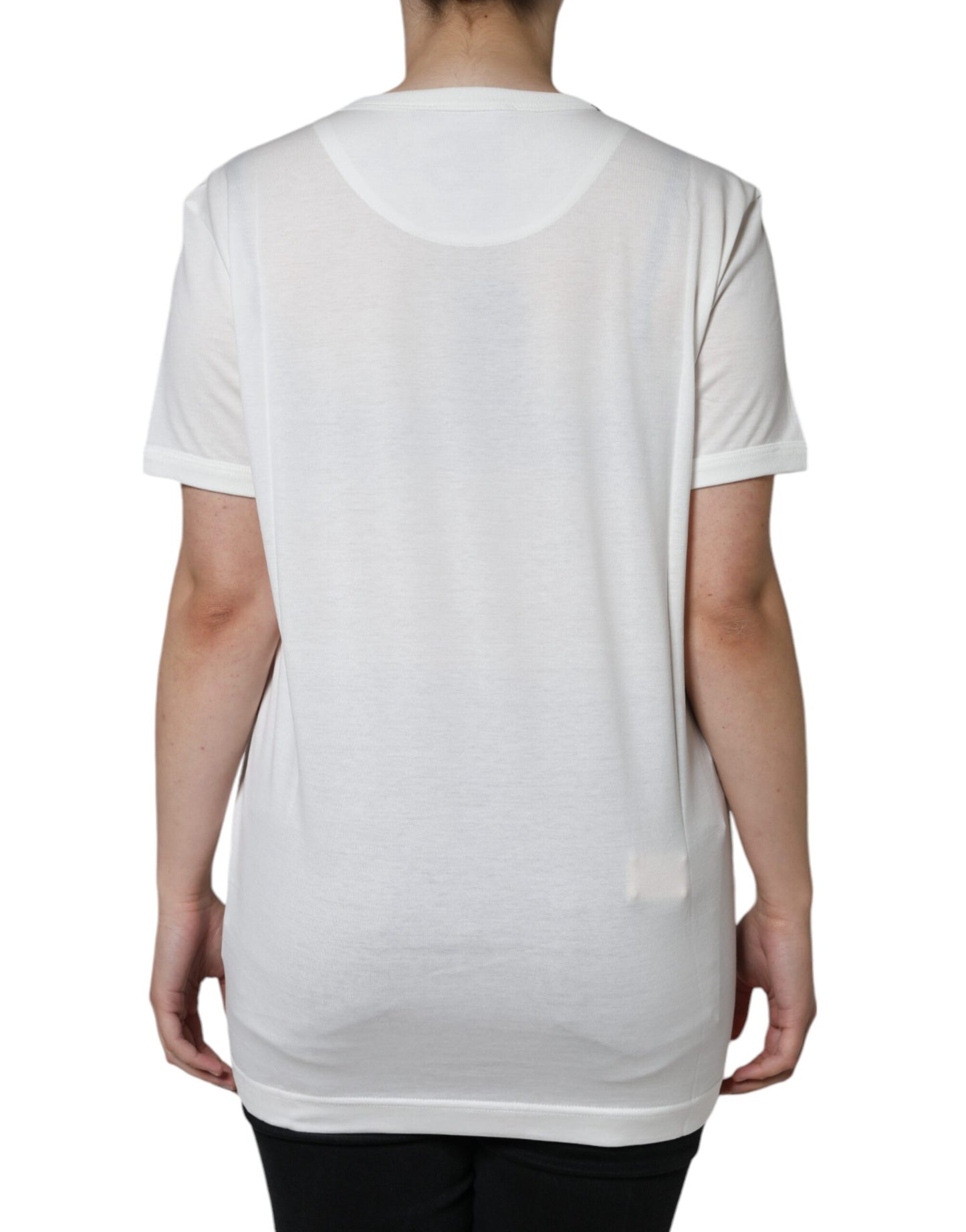 Weißes Kurzarm-T-Shirt aus Baumwolle mit Rundhalsausschnitt