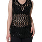 Schwarzes ärmelloses Tank-Bluse-Top mit Pailletten