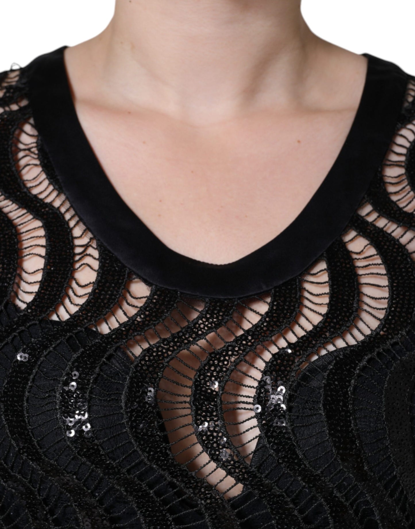 Schwarzes ärmelloses Tank-Bluse-Top mit Pailletten