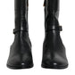 Black Leather Logo Mid Calf Boots Shoes